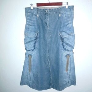 Blue Asphalt 13 Cargo Jeans Midi Skirt